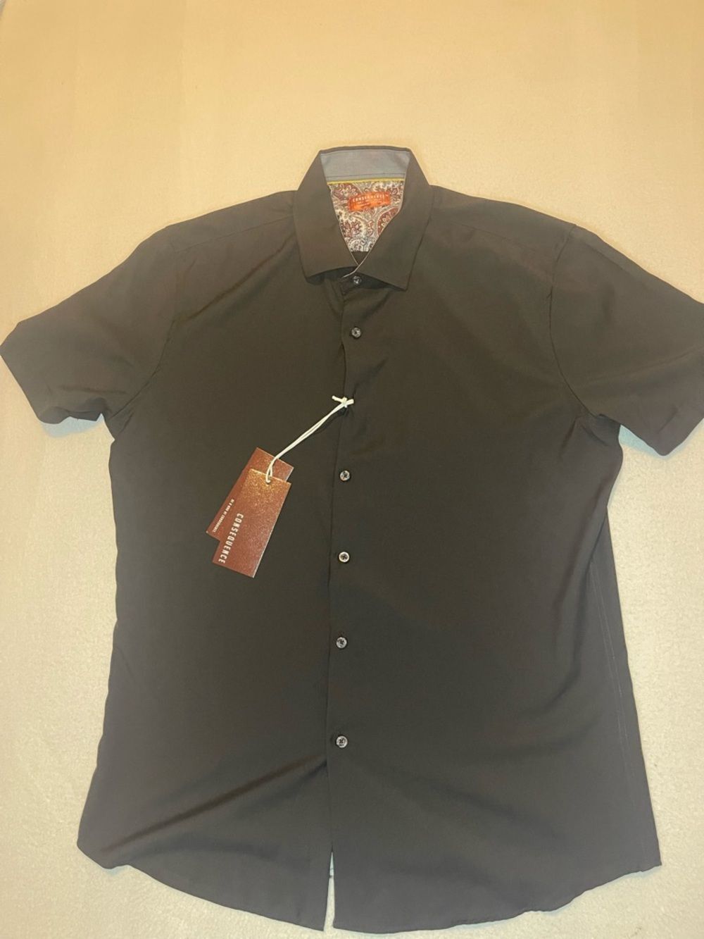 NWT Consequence Men’s Black Short Sleeve Button Down Shirt Size L